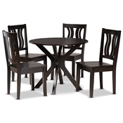 Baxton Studio Mare Modern and Contemporary Transitional Dark Brown Finished Wood 5-Piece Dining Set
